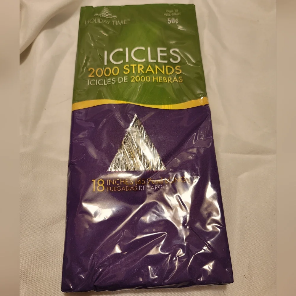 NEW 1 Pack Holiday Time silver Christmas Tree Tinsel Icicles 2000 Strands 18